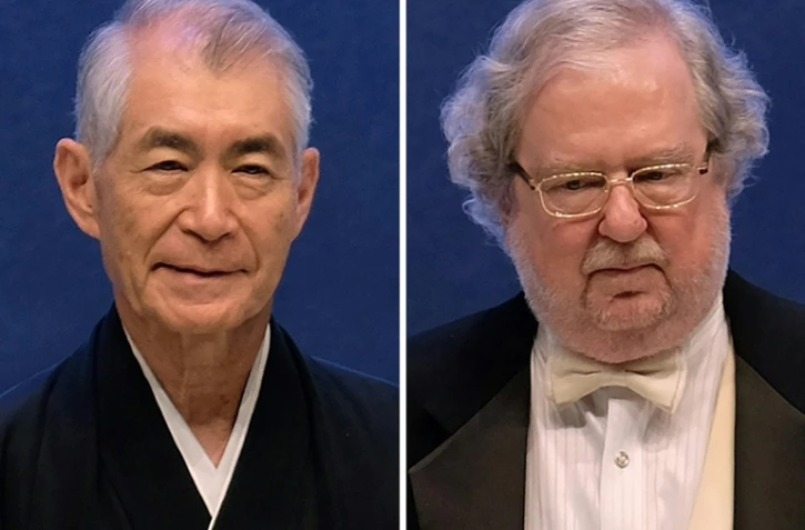 Le Japonais Tasuku Honjo et l'Américain James P. Allison, sur un montage créé le 1er octobre 2018