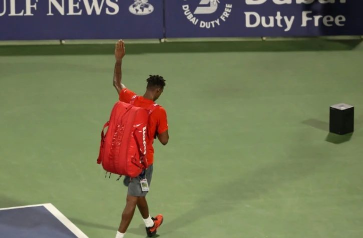 Gaël Monfils dépité après sa défaite en demi-finales du tournoi de Dubaï face au Grec Stefanos Tsitsipas, le 1er mars 2019