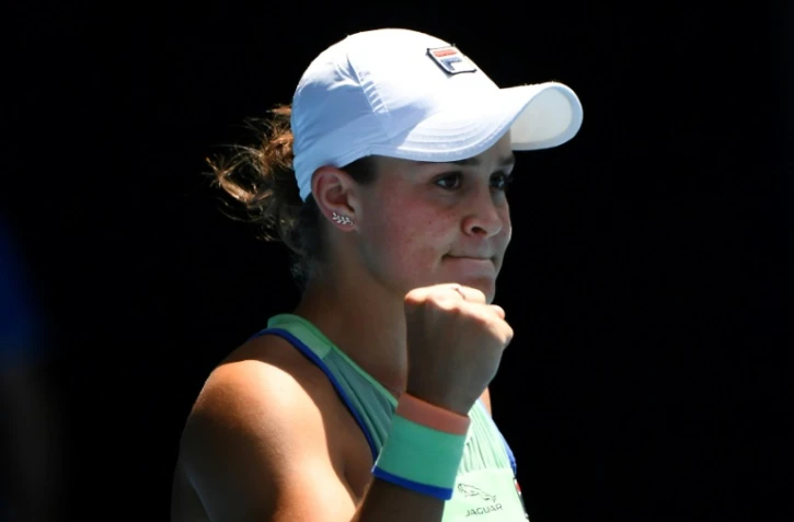 La N.1 australienne Ashleigh Barty, après sa victoire sur la Tchèque Petra Kvitova en quart de finale de l'Open d'Australie, le 28 janvier 2020 à Melbourne