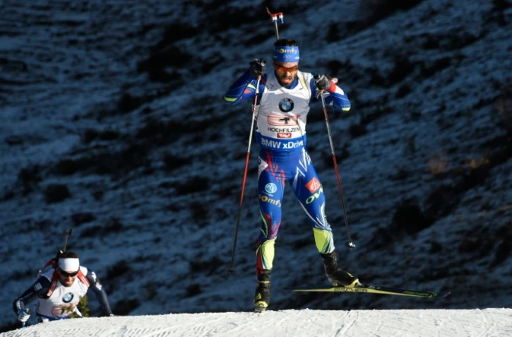 Le leader du biathlon français Martin Fourcade lors du relais de Hochfilzen, le 13 décembre 2015