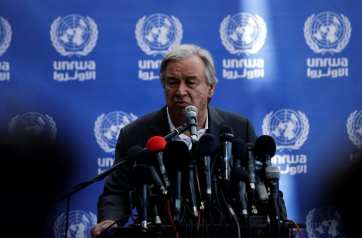 Le secrétaire général de l'ONU Antonio Guterres à Beit Lahia, à Gaza, le 30 août 2017