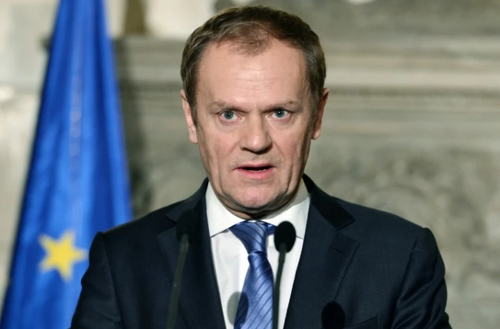 Le président du Conseil européen Donald Tusk, lors d'une conférence de presse à Athènes, le 16 février 2016