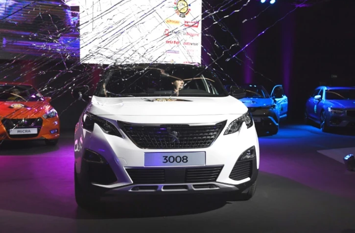 La peugeot 3008, ici le 6 mars 2017 au salon de l'automobile de Genève, a été désignée voiture européenne de l'année