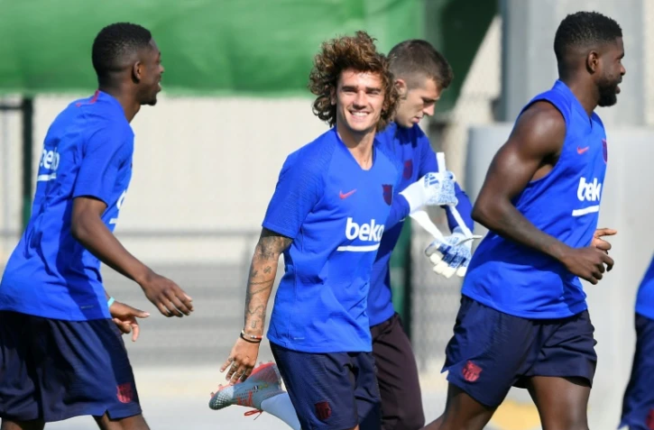 Le nouvel attaquant de Barcelone Antoine Griezmann lors de sa première séance d'entraînement avec le club catalan le 15 juillet 2019 à Barcelone