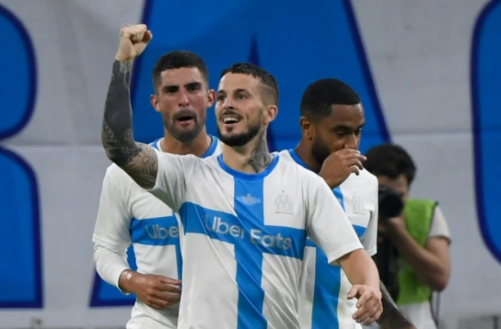 L'attaquant de Marseille Dario Benedetto (c) buteur lors de la victoire à domicile sur Saint-Etienne en clôture de la 4e journée de L1 le 1er septembre 2019