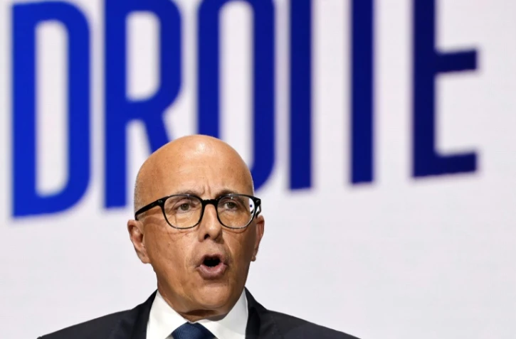 Le président du parti Les Republicains (LR) Eric Ciotti prononce un discours le 17 juin 2023 à Paris