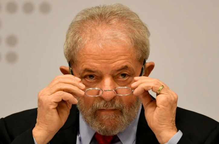 L'ancien président brésilien Luiz Inacio Lula da Silva (2003-2010) lors d'un discours à Brasilia, le 24 avril 2017