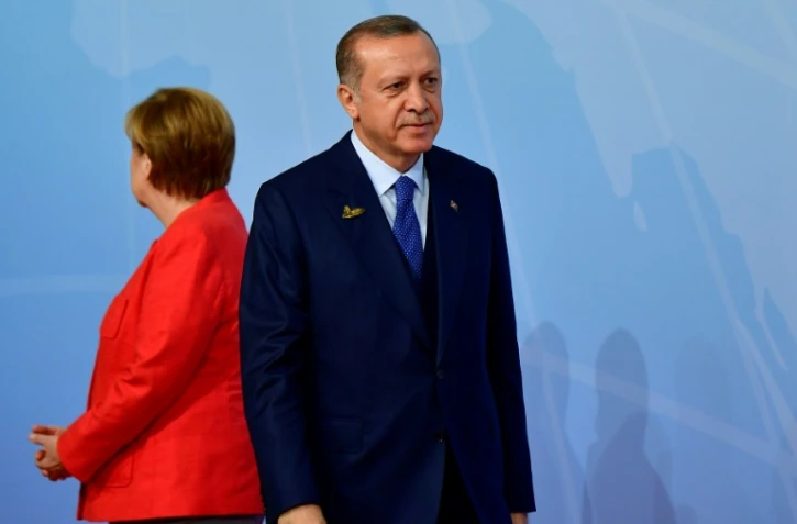La chancelière allemande Angela Merkel et le président turc Recep Tayyip Erdogan, le 7 juillet 2017