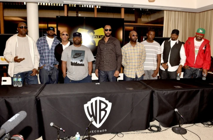 Les membres du groupe de rap new-yorkais Wu-Tang Clan, le 2 octobre 2014 à Burbank, en Californie