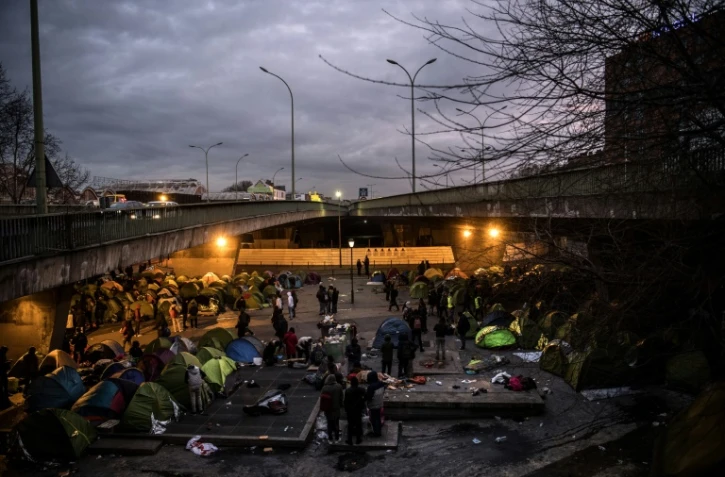 Evacuation d'un campement de migrants porte de la Chapelle, le 29 janvier 2019 à Paris