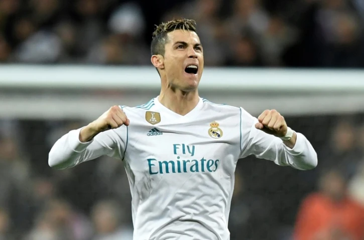 Cristiano Ronaldo, auteur de l'égalisation sur penalty pour le Real face au PSG, le 14 février 2018 au stade Santiago Bernabeu
