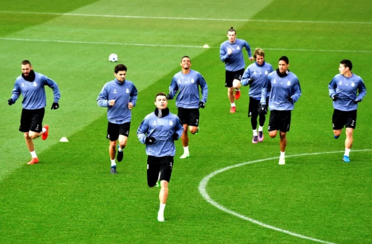 Les joueurs du Real Madrid, dont Cristiano Ronaldo, à l'entraînement, le 14 février 2017 à Madrid