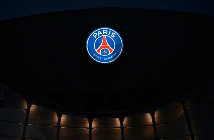 Le logo du PSG au Parc des princes, le 23 novembre 2020 Ă Paris