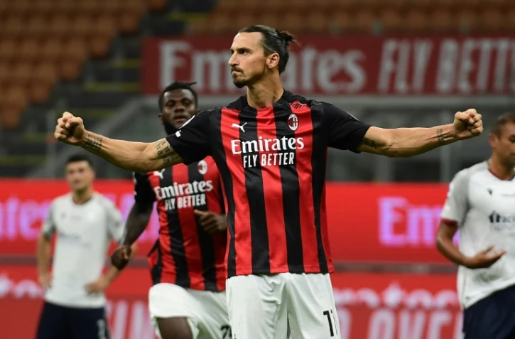 L'attaquant suédois de l'AC Milan, Zlatan Ibrahimovic, auteur d'un doublé lors du match de Serie A à domicile face à Bologne, le 21 septembre 2020
