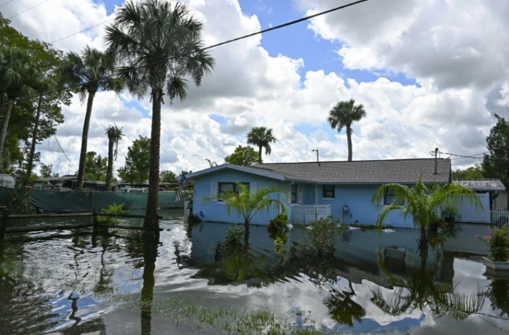 Inondations à Crystal River, après le passage de l'ouragan Idalia, le 31 août 2023 en Floride
