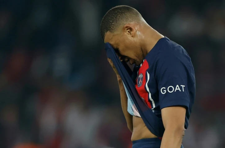 L'attaquant du PSG Kylian Mbappé après la défaite contre Dortmund en demi-finale de Ligue des champions, le 7 mai 2024 au Parc des Princes