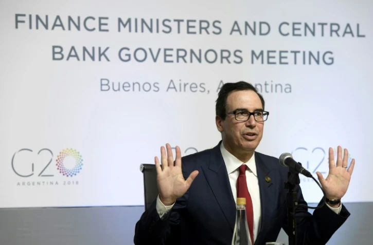 Le secrétaire américain au Trésor Steven Mnuchin lors du G20 Finances de Buenos Aires, le 20 mars 2018