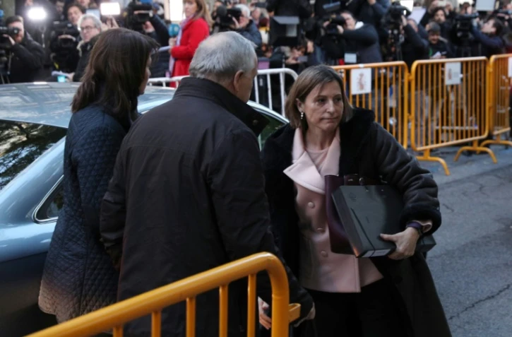 La présidente indépendantiste du Parlement régional de Catalogne Carme Forcadell arrive à la Cour suprême de Madrdi, le 9 novembre 2017