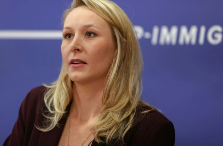 La tête de liste du parti Reconquête! Marion Maréchal aux Européennes lors d'une conférence de presse à Paris, le 6 novembre 2023