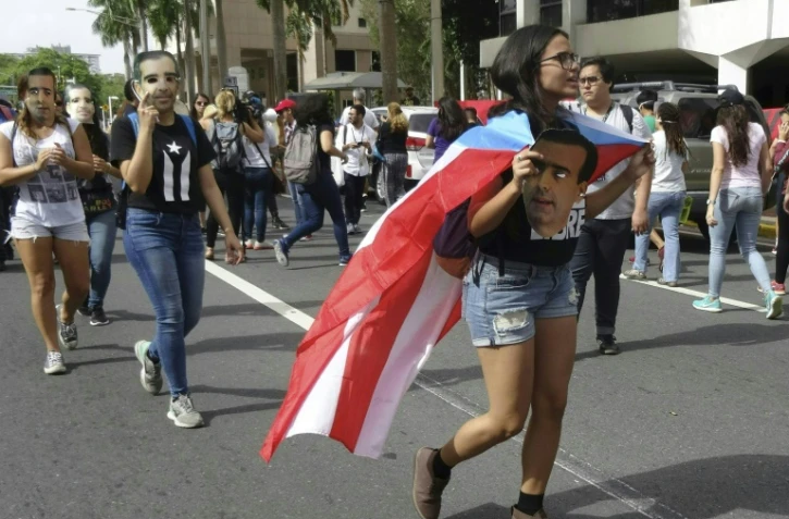 Des étudiants de l'université de Porto Rico manifestent à San Juan, à Porto Rico, le 24 mai 2017