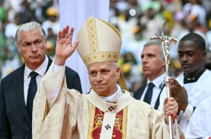 Le pape Léon XIV arrive au stade de Malabo, en Guinée équatoriale, pour célébrer une messe, le 23 avril 2026