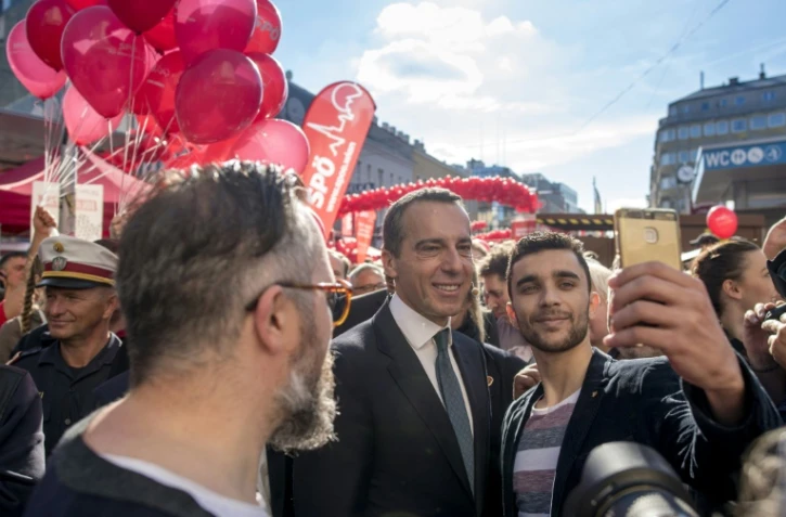 Le chancelier autrichien Christian Kern en campagne à Vienne, le 14 octobre 2017 