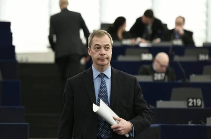 Nigel Farage, le leader du parti anti-immigration Ukip, le 7 mars 2016 au Parlement à Strasbourg