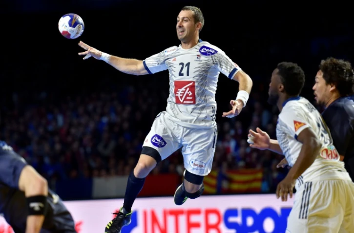 L'ailier de l'équipe de France de handball Michaël Guigou face au Japon lors du Mondial, le 13 janvier 2017 à Nantes
