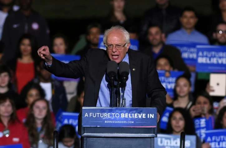 Le candidat démocrate Bernie Sanders lors d'un meeting le 31 mars 2016 à New York