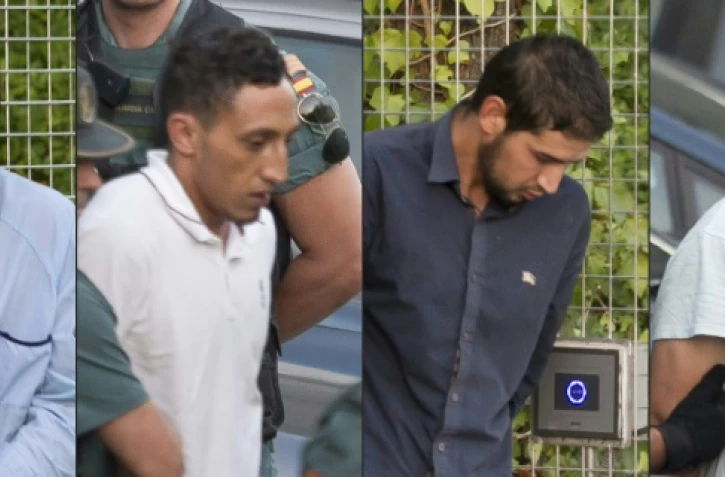 COMBO montrant de G à D 
Mohamed Houli Chemlal, Driss Oukabir, Salah El Karib, and Mohamed Aallaa, membres présumés de la cellule djihadiste responsable des attentats en Espagne le 22 août 2017 à Tres Cantos, près de Madrid