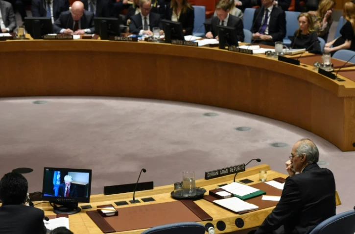 L'ambassadeur de Syrie à l'ONU Bachar al-Ja?afari pendant une réunion du Conseil de sécurité, le 22 février 2018