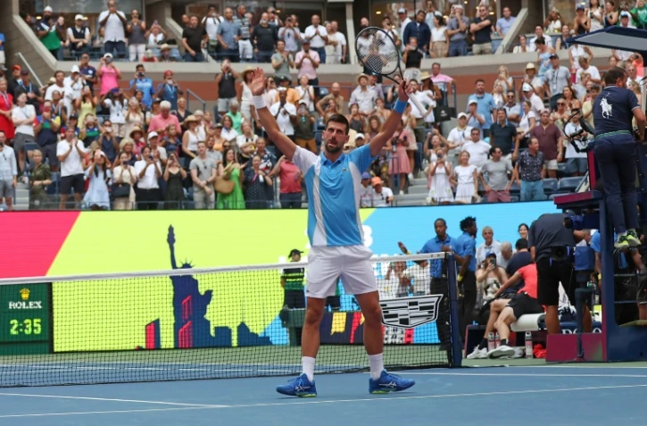 Novak Djokovic savoure sa victoire sur Taylor Fritz à Flushing Meadows, le 5 septembre 2023