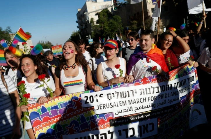 Des Israéliens lors de la Gay Pride à Jérusalem, le 21 juillet 2016