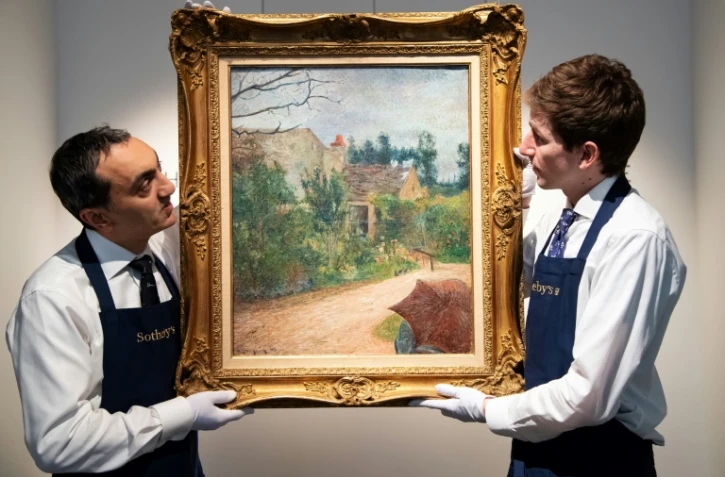 "Le Jardin de Pissarro", une toile méconnue de Paul Gauguin photographiée le 14 février 2019 à Paris, sera cédée aux enchères à Paris le 29 mars