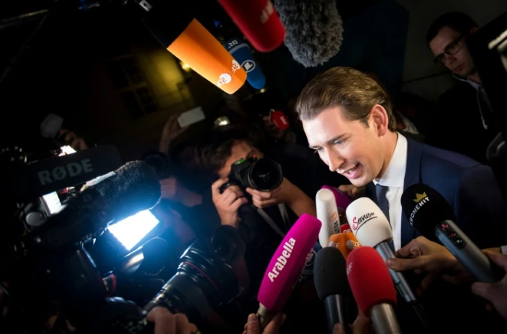Le jeune dirigeant conservateur autrichien Sebastian Kurz le 15 octobre 2017 à Vienne