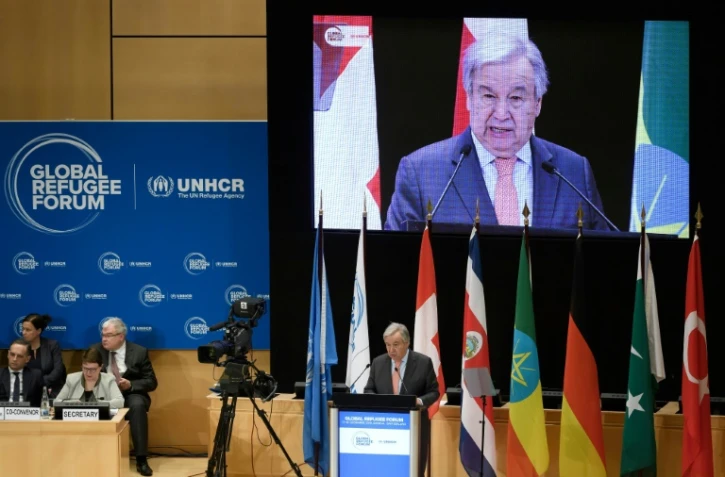 Le secrétaire général de l'ONU Antonio Guterres à l'ouverture du Forum sur les réfugiés, le 17 décembre 2019 à Genève