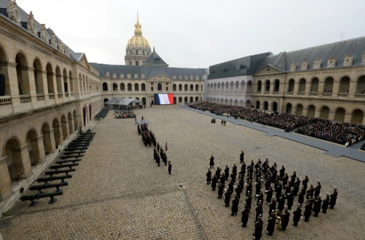 Cérémonie  d'hommage national aux victimes des attentats de Paris et Saint-Denis, dans la cour des Invalides le 27 novembre 2015 à Paris