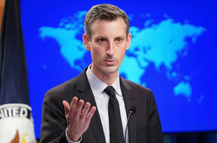 Le porte-parole du département d'Etat Ned Price lors d'un point-presse à Washington, le 17 février 2021