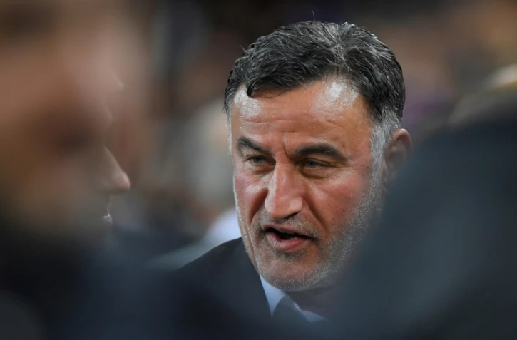 L'entraîneur de Lille Christophe Galtier lors du match contre Valence en C1, le 5 novembre 2019 à Valence