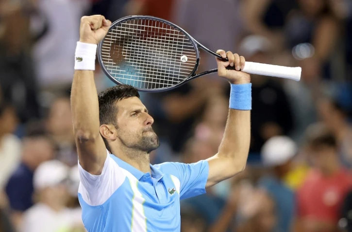 Le Serbe Djokovic, vainqueur de l'Américain Taylor Fritz, en quart de finale du tournoi de Cincinnati, le 18 août 2023