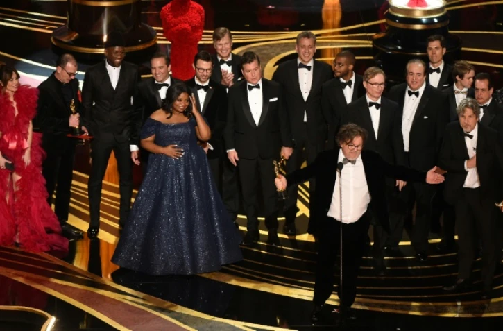 L'équipe de "Green Book" vient recevoir sur scène l'Oscar du "meilleur film", le 24 février 2019 à Hollywood