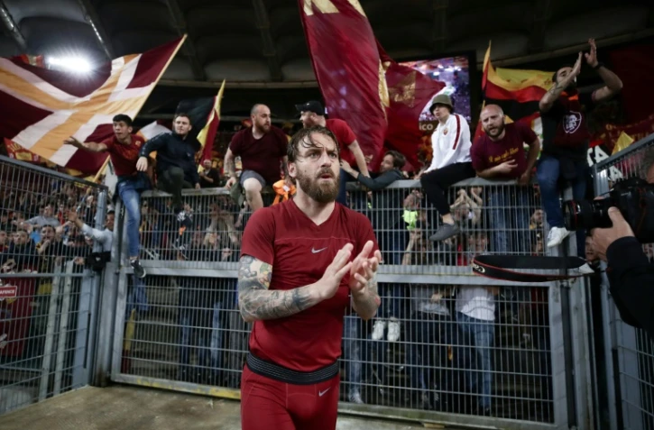 Le capitaine de la Roma Daniele De Rossi, après une demi-finale retour de Ligue des champions contre Liverpool, le 2 mai 2018 à Rome