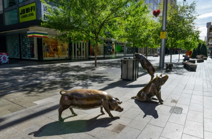 Une rue vide d'Adelaïde lors du premier jour de confinement de l'Etat d'Australie-Méridionale, le 18 novembre 2020