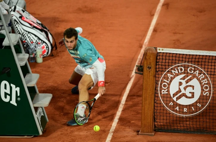 Hugo Gaston face à l'Autrichien Dominic Thiem au 4e tour de Roland-Garros, le 4 octobre 2020