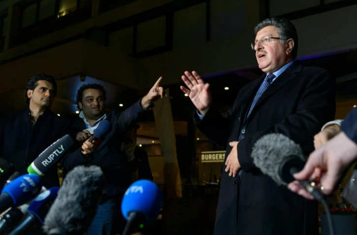 Salem Meslet, porte-parole du Haut comité des négociations, principale force d'opposition syrienne, le 22 février 2017 à Genève