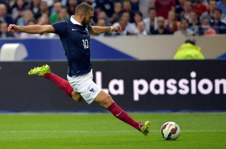 Karim Benzema en équipe de France le 4 septembre 2014 en match amical contre l'Espagne au Stade de France