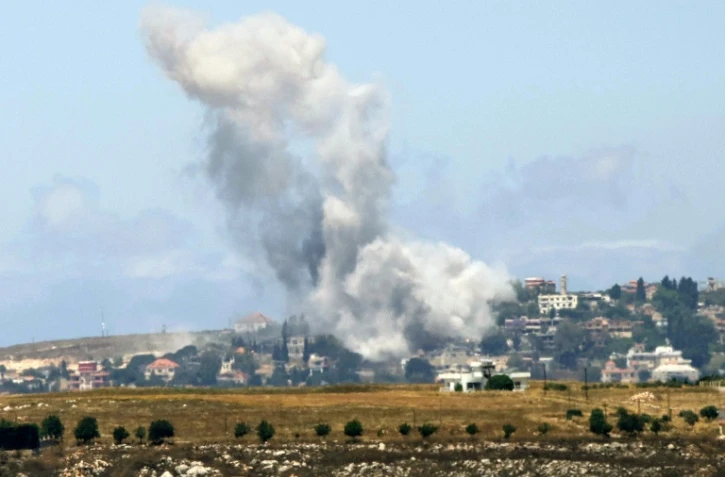 Bombardement israélien près du village de Mayfadoun, dans le sud du Liban, le 6 juin 2026