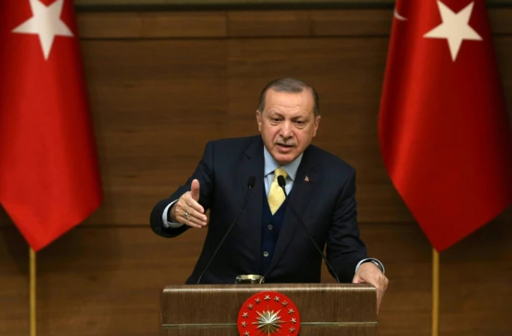 Le président turc Recep Tayyip Erdogan prononce un discours à Ankara, le 24 janvier 2018