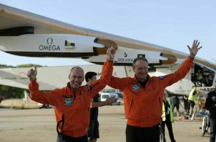 Bertrand Piccard et André Borschberg le 23 juin 2016 à Séville