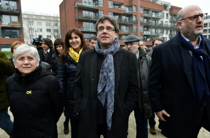 Le leader indépendantiste catalan Carles Puigdemont (c) le 12 janvier 2018 à Bruxelles